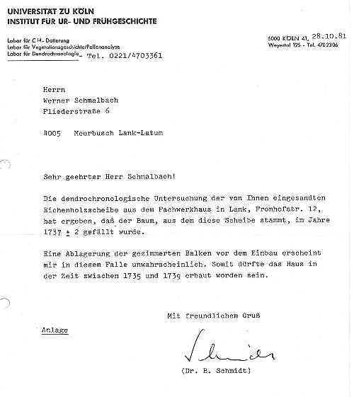 dendrochronologisches Gutachten